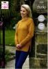 Knitting Pattern - King Cole 5289 - Chunky Tweed - Ladies Sweaters